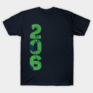 Seattle WA City Map and 206 Area Code T-Shirt